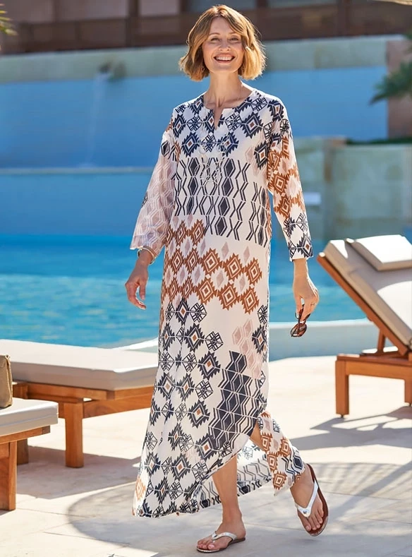Kaftan aus Baumwolle und Seide