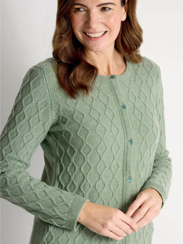 Lambswool-Cardigan mit Zopfmuster