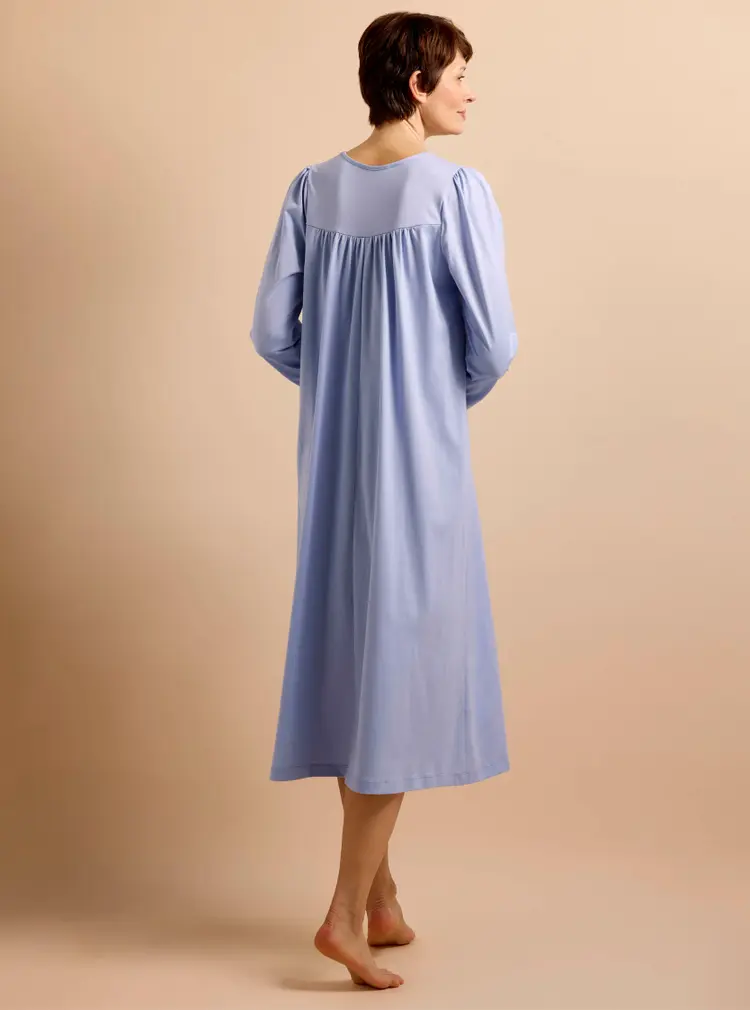 Langärmliges Nachtkleid mit Spitzenbesatz
