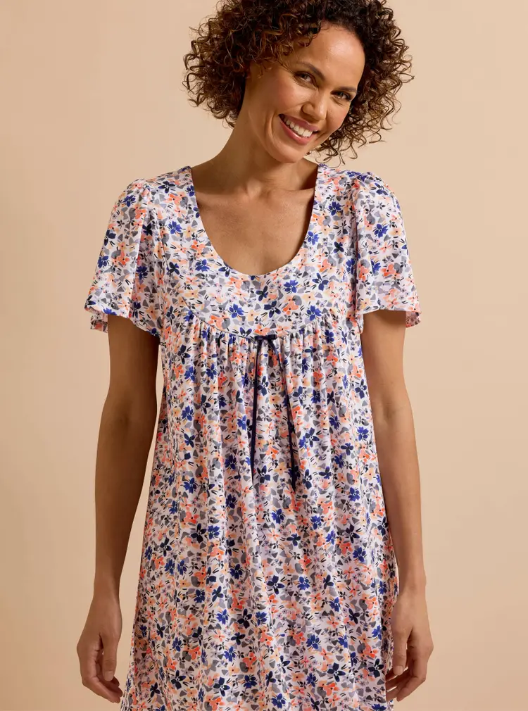 Nachtkleid aus Jersey mit kurzen Ärmeln