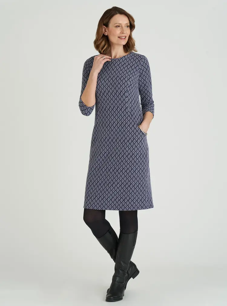 Texturiertes Jacquard-Ponte-Kleid