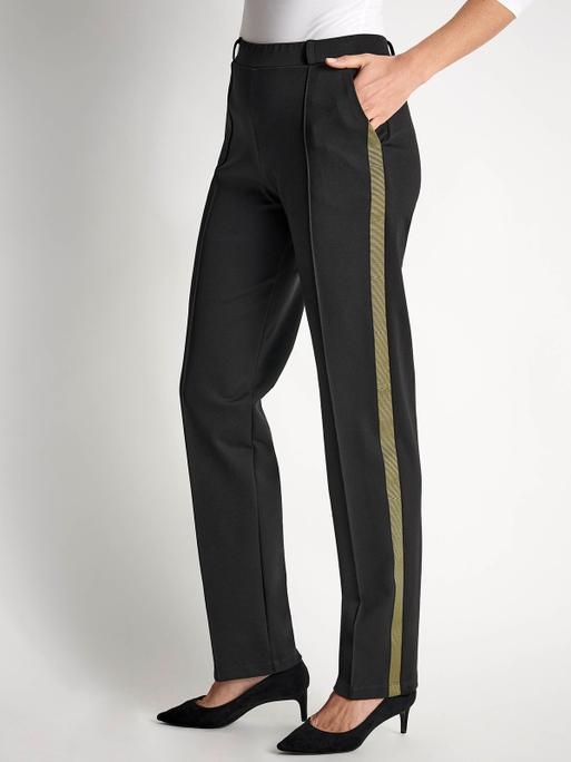 Black pants gold stripe hot sale